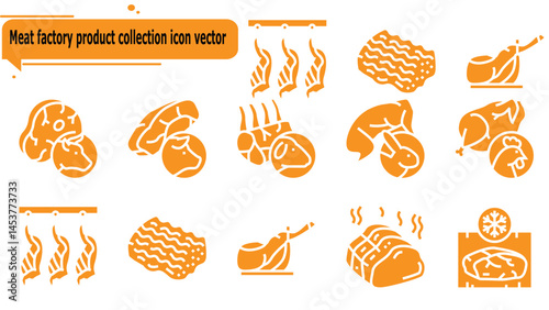 Meat factory product collection icon vector