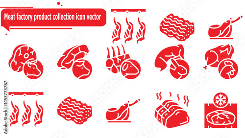 Meat factory product collection icon vector