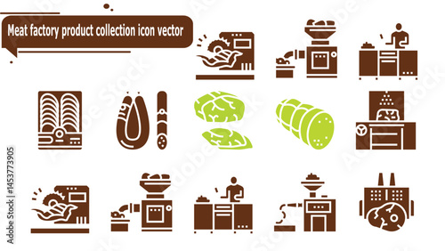 Meat factory product collection icon vector