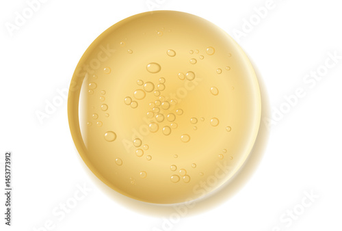 Serum-gel toner drop. Transparent liquid texture for skin care. Cosmetic product sample isolated on white background. Texture of glycerin gel.