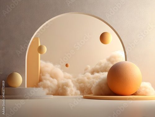 Ethereal 3D shapes in a minimalist studio lighting setup