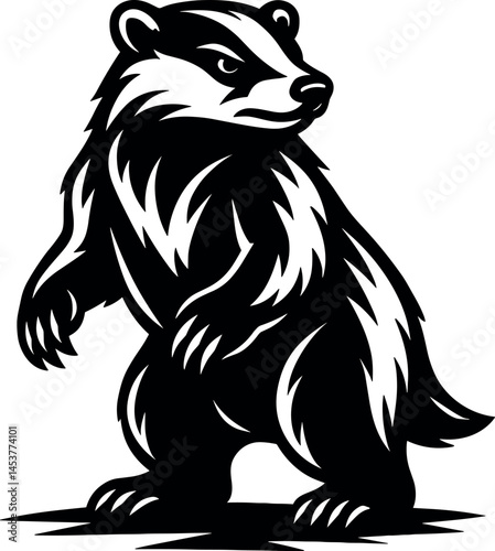 Badger vector black silhouette print design