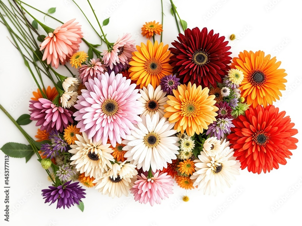 Colorful Flower Collection Top View