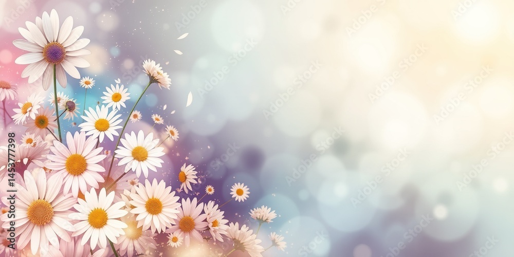 Delicate Pastel Camomile Floral Abstract Background