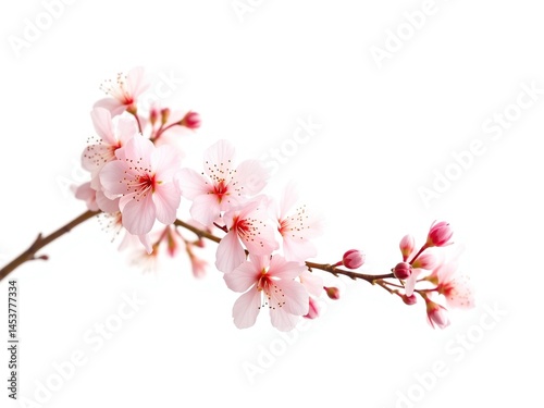 Obraz na płótnie Delicate Cherry Blossoms on White Background w salonie