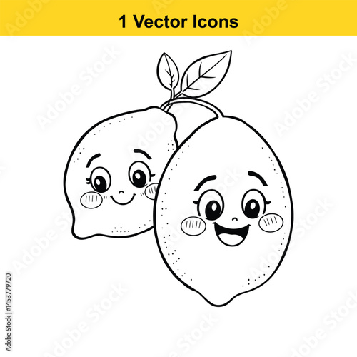 Cute Cartoon Lemons Coloring Page Illustration