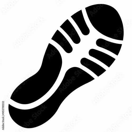 Shoe print black vector icon on white background.