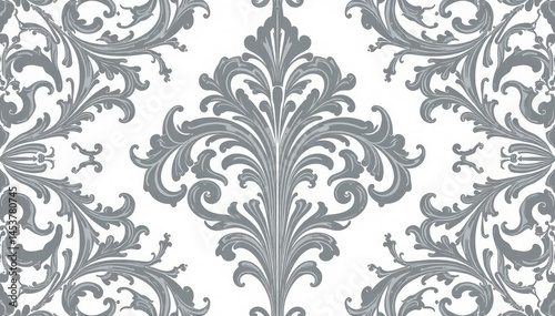 Intricate swirling damask pattern in shades of grey and white , swirl, elegant
