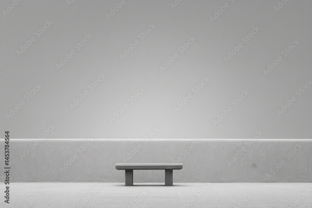 Obraz premium explore solitary urban bench on broad city street emphasizing open surroundings