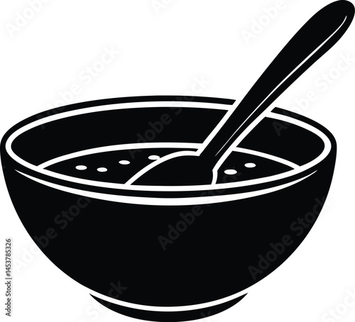 cereal bowl with spoon on white background 
