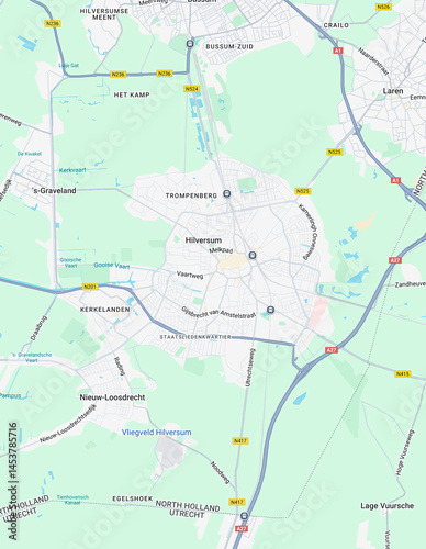 Urban city map of Hilversum, The Netherlands