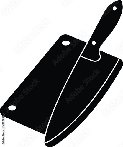 chef s knife on cutting board on white background  