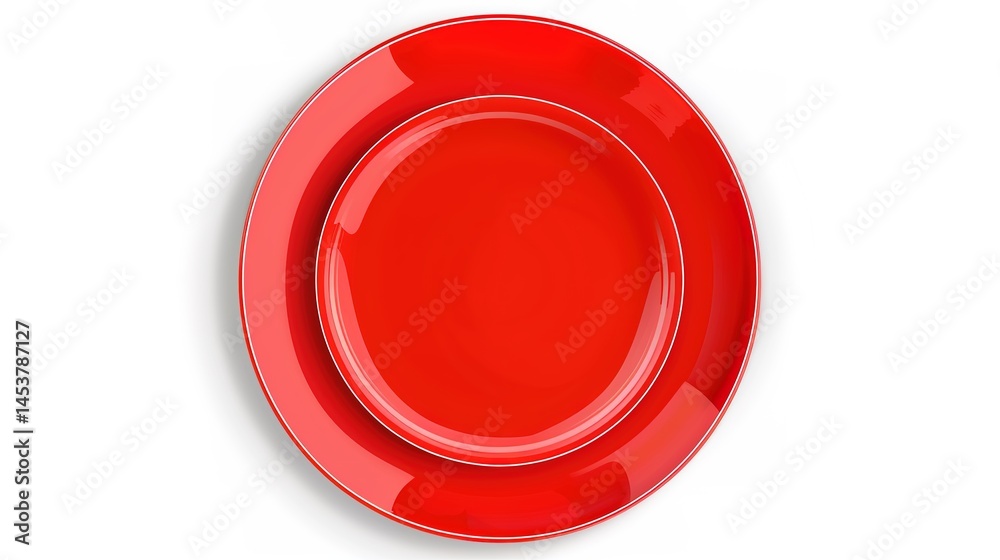 A bright red plate standing out on a pure white background, a simple yet eye - catching image created by generative AI. The red color of the plate is vivid and intense, contrasting sharply with the A bright red plate standing out on a pure white background, a simple yet eye - catching image created by generative AI. The red color of the plate is vivid and intense, contrasting sharply with the