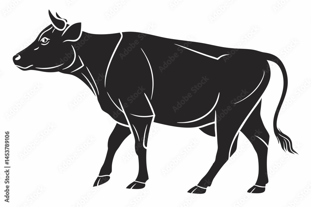 Fototapeta premium Simple Vector of Standing Cow Side View