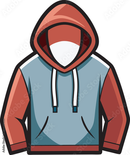 hoodie cartoon style red and blue clip art preview
