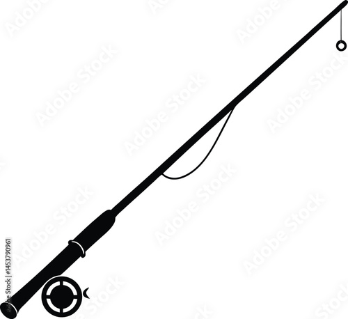 fishing rod with reel on white background  
