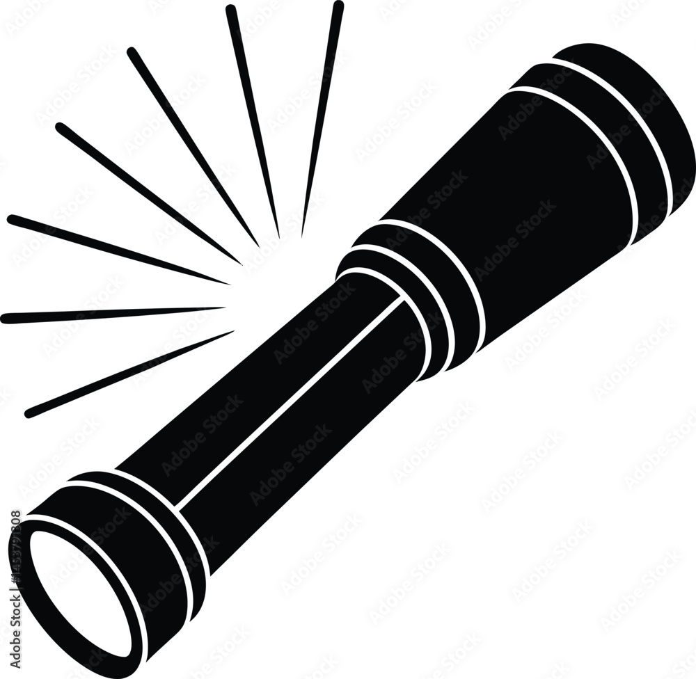 flashlight with light rays on white background  .eps