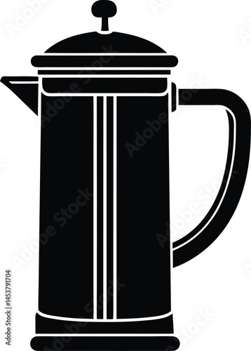 french press coffee maker on white background