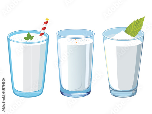 vector illustration of a turkish drink Ayran (Yogurt Drink with Salt)