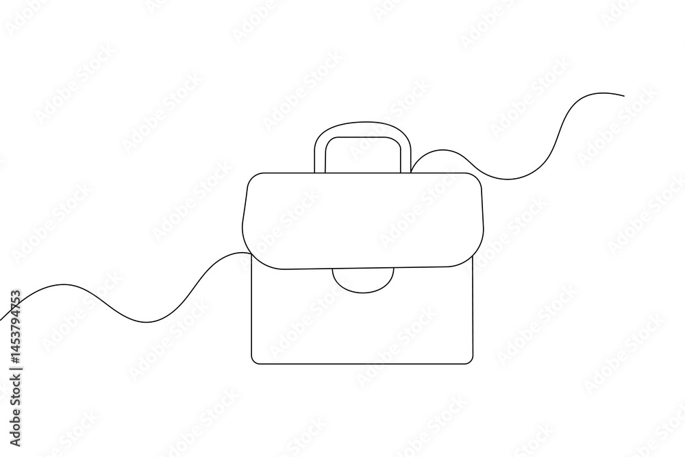 Obraz premium Minimalist one line briefcase drawing continuous line vector outline illustration 