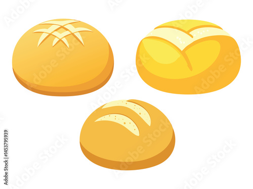 vector illustration of a turkish food Poğaça (Soft Bread Rolls Filled with Cheese or Potatoes)