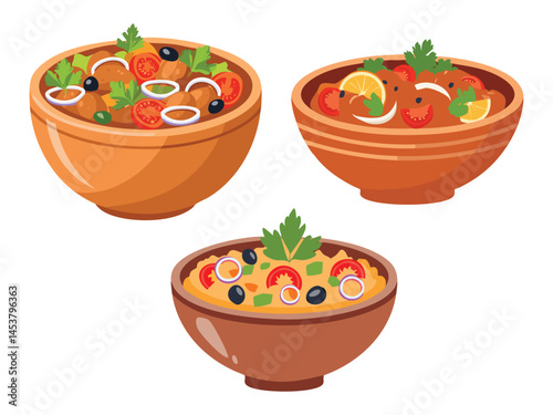 vector illustration of a turkish food Testi Kebabı (Meat and Vegetables Cooked in a Clay Pot)