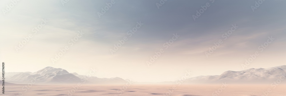 Vast desert landscape under expansive sky where distant mountains emerge from smooth dunes, embodying serene emptiness and nature's raw beauty in pastel colors. Vast desert landscape under expansive sky where distant mountains emerge from smooth dunes, embodying serene emptiness and nature's raw beauty in pastel colors.