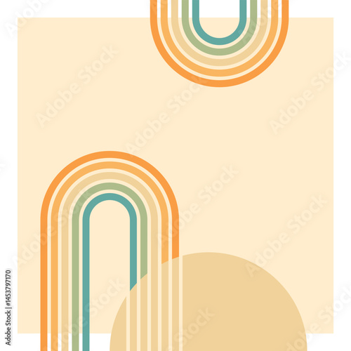 Abstract background of rainbow groovy Wavy Line design in 1970s Hippie Retro style. Vector pattern ready to use for cloth, textile, wrap and other.