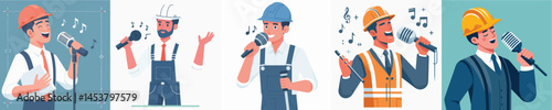 vector architect singing using microphone