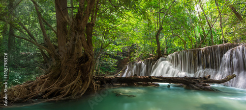 Beauty in nature, amazing waterfall in tropical forest of national park, Thailand