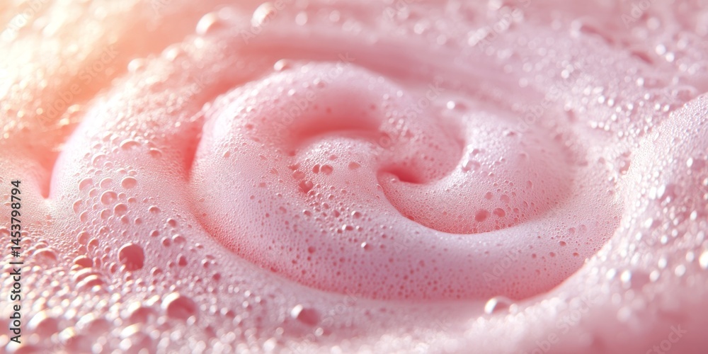Sudsy pink soap with swirling patterns creates a fun and luxurious bath time experience.