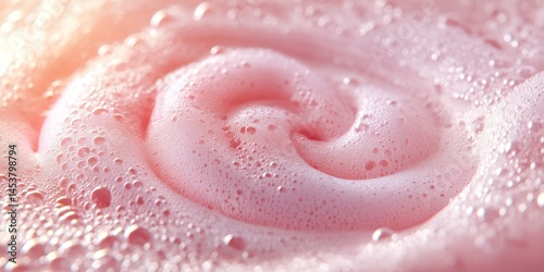 Obraz na płótnie Sudsy pink soap with swirling patterns creates a fun and luxurious bath time experience. w salonie