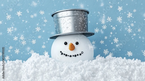 Obraz na płótnie Santa Claus's hat placed on snowman's head. w salonie