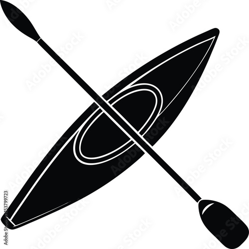 kayak with paddle on white background  