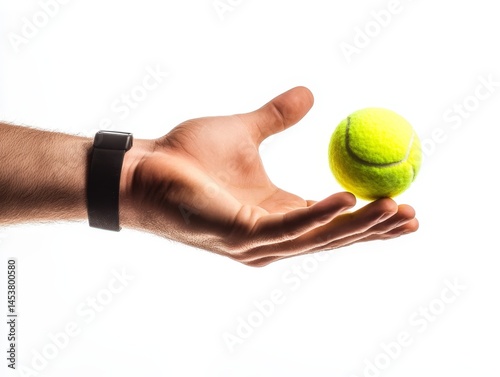 Obraz na płótnie A hand holding a tennis ball, symbolizing focus and concentration during sports. w salonie
