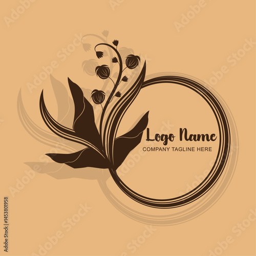Elegant Floral Logo Design with Circular Frame