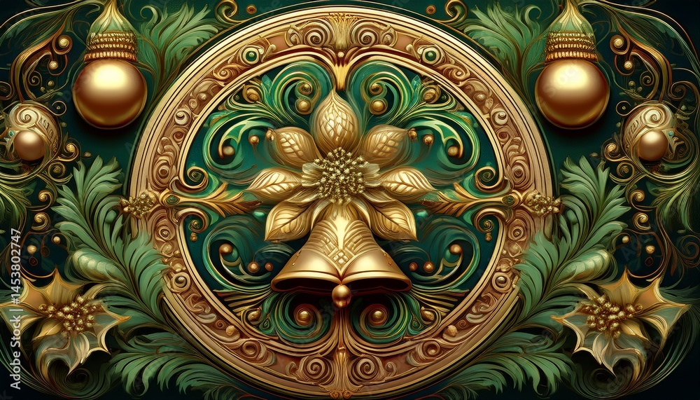 Fototapeta premium golden bell on a wall