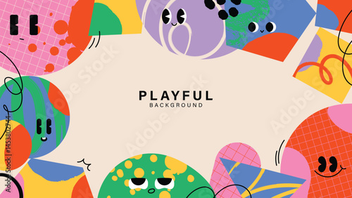 Kids and children background vector. Fun Childish hand drawn doodle design. Playful cartoon design for packaging design, wallpaper and print.