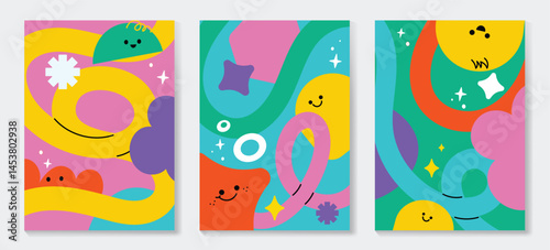Kids and children background vector. Fun Childish hand drawn doodle design. Playful cartoon design for packaging design, wallpaper and print.