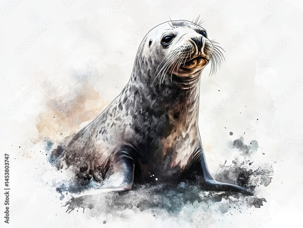 Gentle seal with whiskers looking to the right.