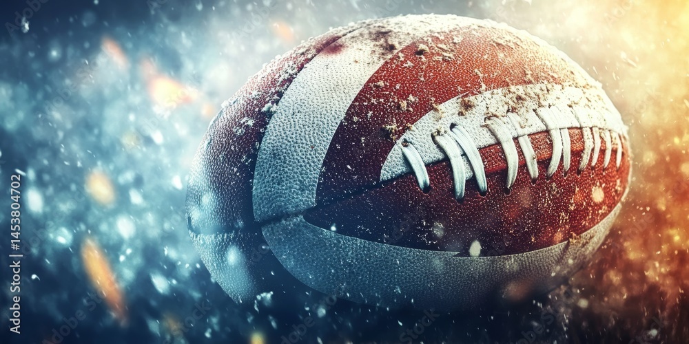 American football set against winter sports backdrop