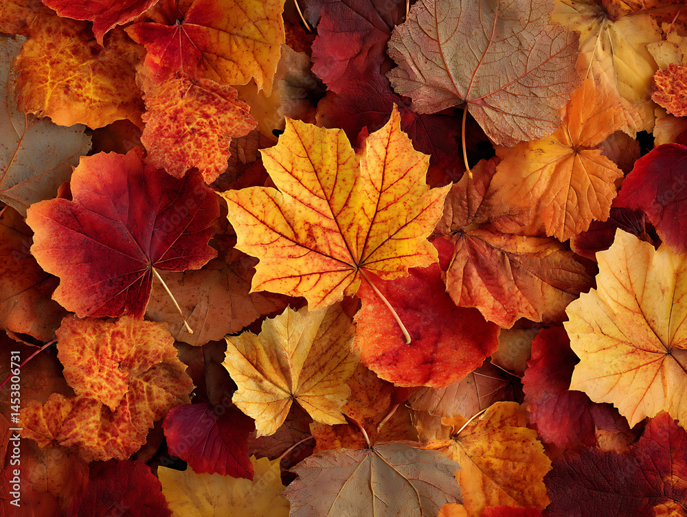 Fototapeta premium Elegant Autumn Leaves Falling In Gorgeous Seasonal Pattern 