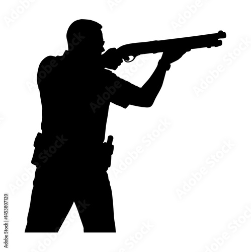Police military sniper silhouette. Vector image