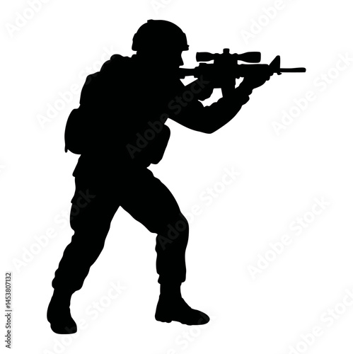 Police military sniper silhouette. Vector image