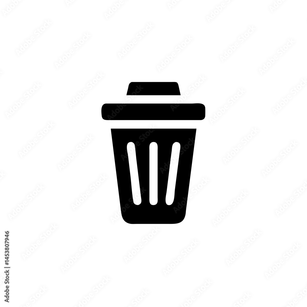 Isolated black trash can with lid design Isolated black trash can with lid design