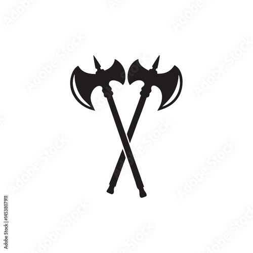 Two crossed axes with spiked decorations