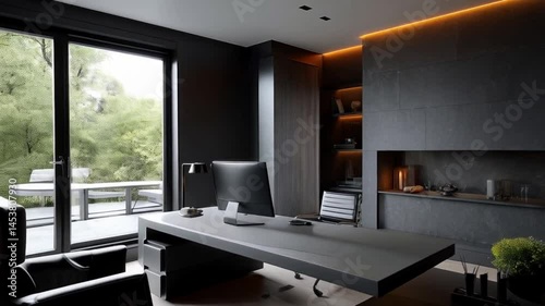 A contemporary home design showcases a modern living room with comfortable sofa furniture and a light-filled bathroom interior featuring a luxurious bathtub