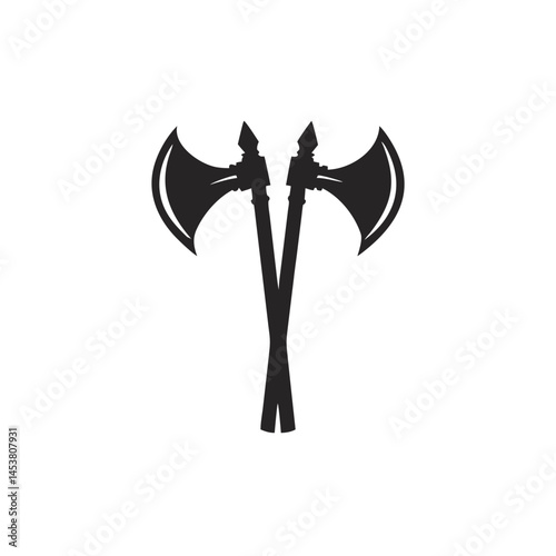 Two crossed battle axes in black silhouette