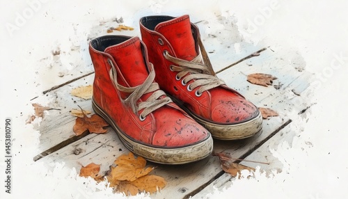 Red shoes, red shoes photo suitable for shoe promotion, red sneakers