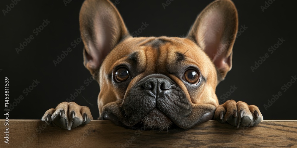 A brown and white dog is looking at the camera with its eyes closed. The dog's ears are perked up and its nose is slightly raised. It is curious or focused on something in the distance